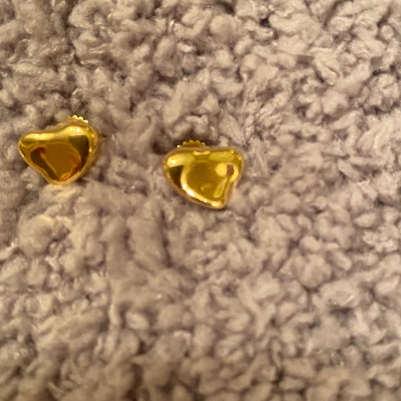 TIFFANY & CO ELSA PERETTI EARRINGS 18KT YG FULL HEART STUDS - Picture 8 of 10